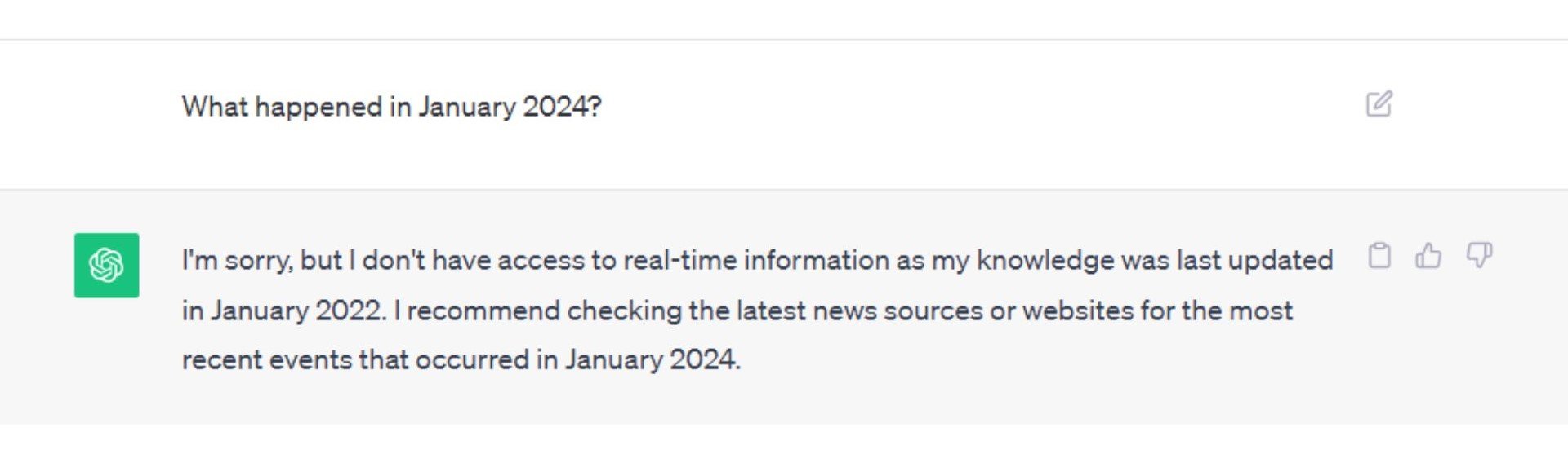 ChatGPT answer to a question about something happened after january 2022