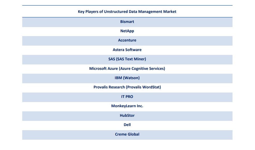 Key players of the unstructured data management market 2023
