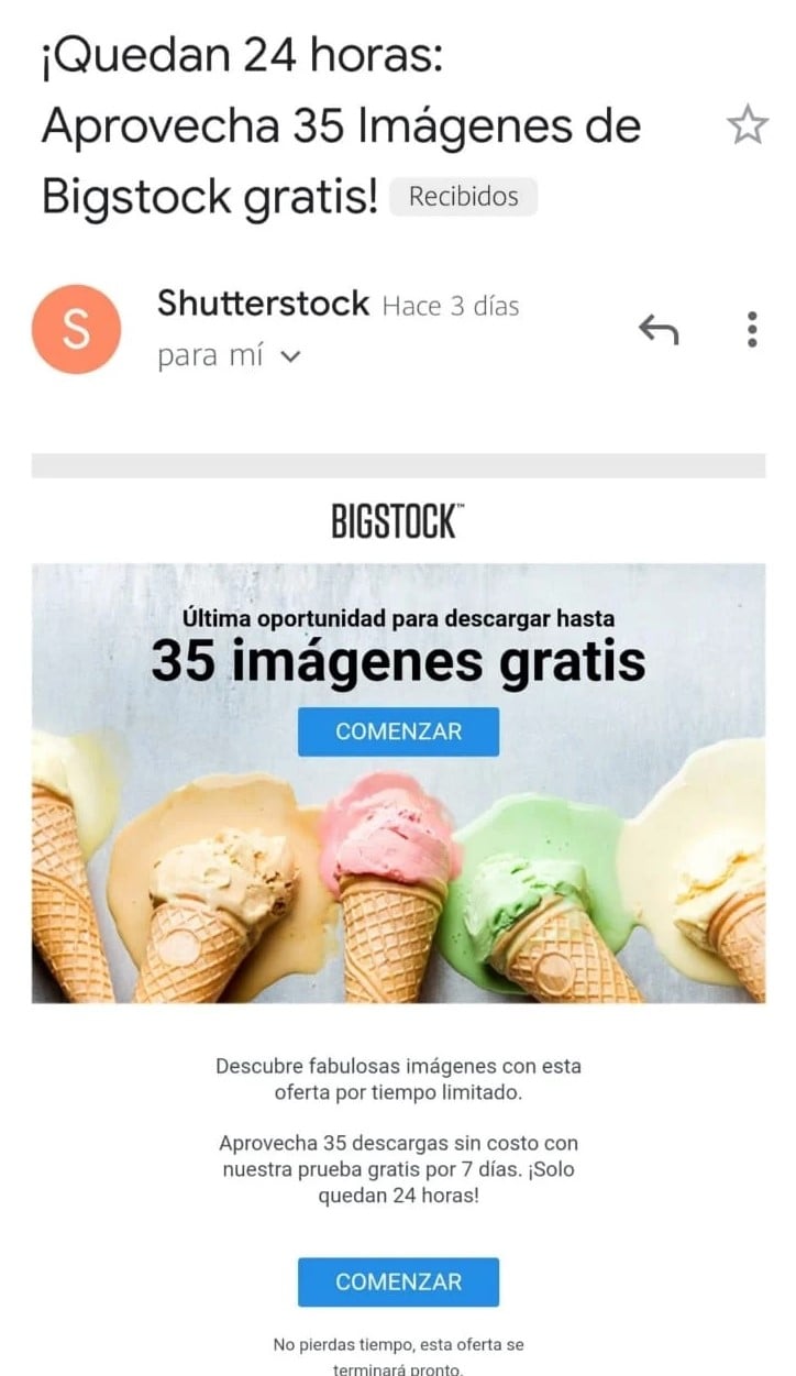 email marketing ejemplos shutterstock