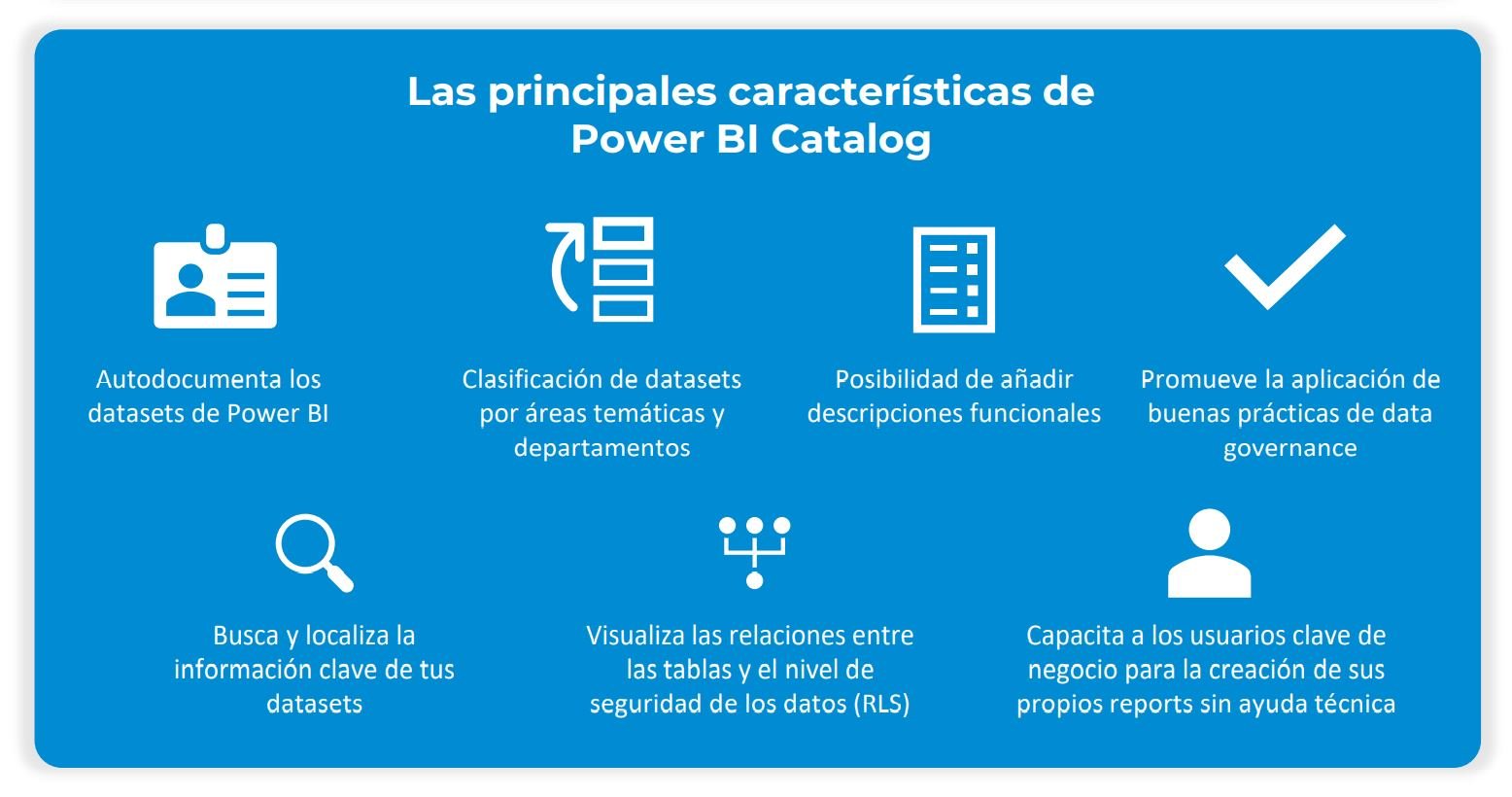 las principales características de Power BI Data Catalog